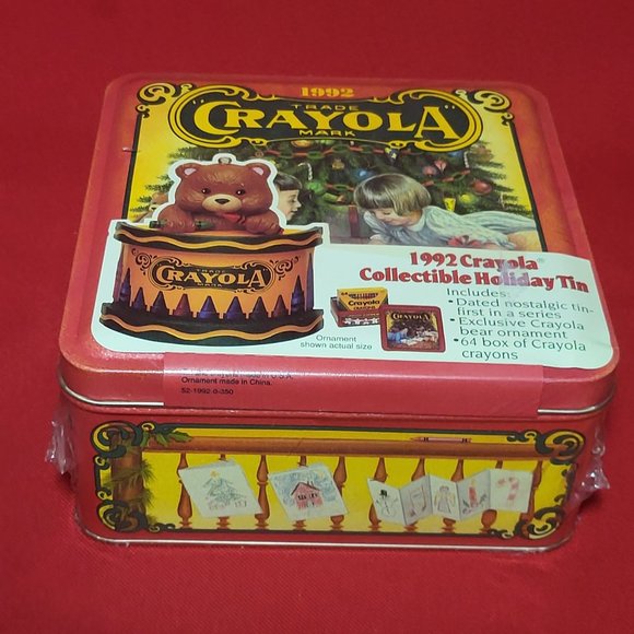 1992 Crayola Collectible Holiday Tin Sealed 64 Crayons Christmas Ornament Tin Bo - Picture 4 of 11
